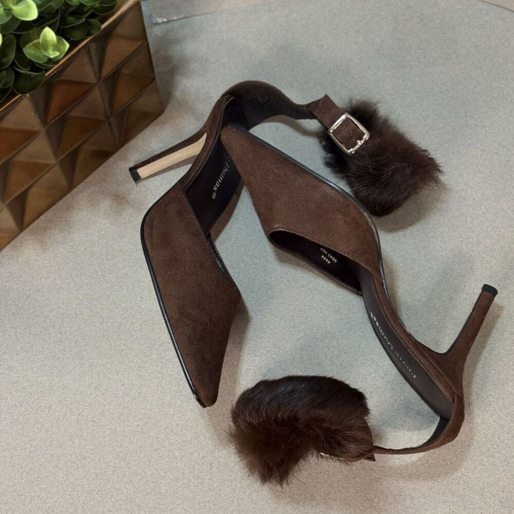 Pierre Dumas Women’s 7M Brown Faux Fur Pointed Toe Stiletto Heels Pumps